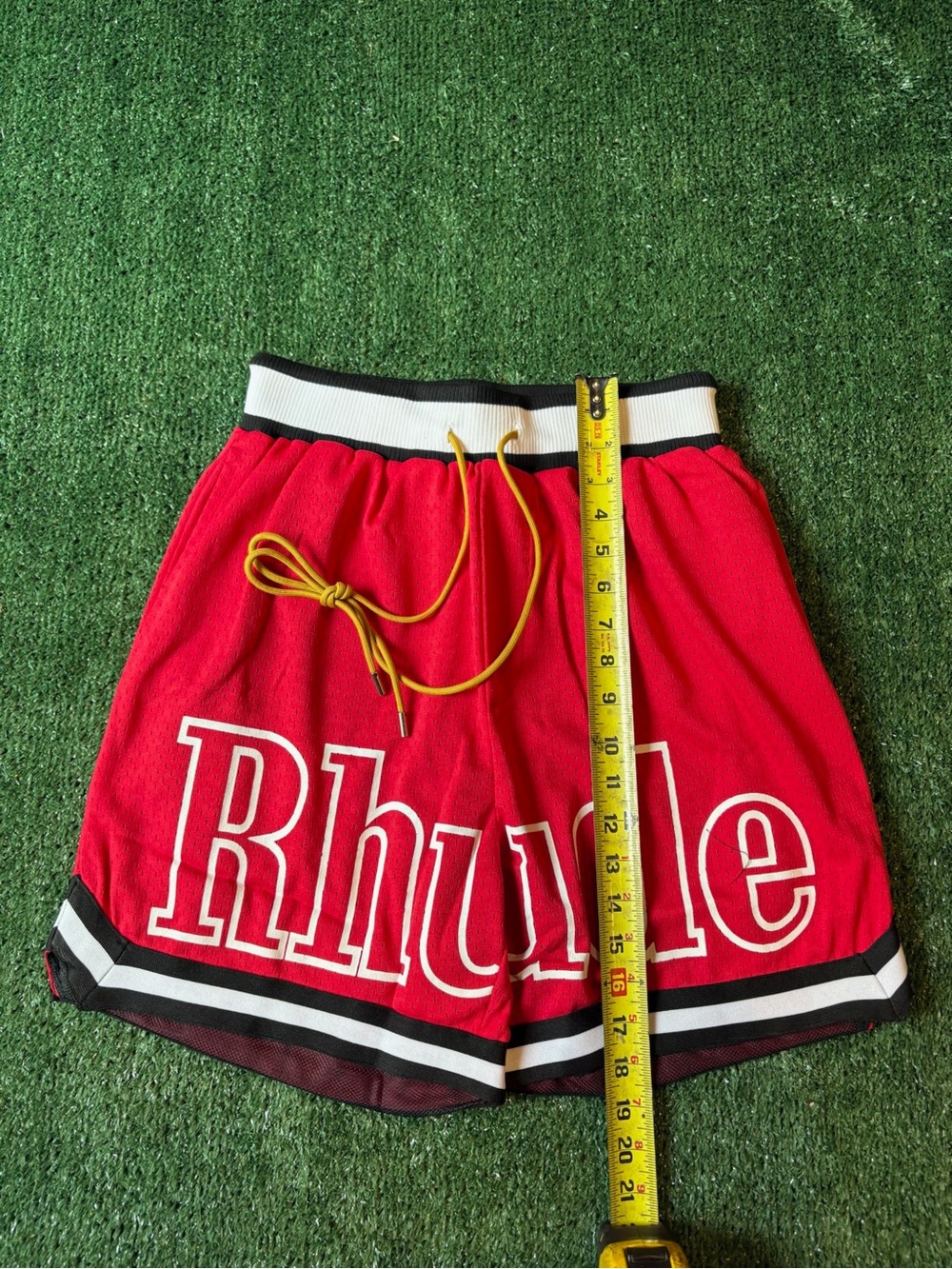 Rhude Red Athletic Mesh Shorts with Black & White Trim - Picture 8 of 9